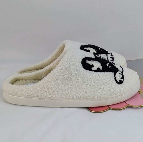 Boston Terrier Slippers Sherpa Upper & Lining Slip On Ivory Black XL (9/10) NWT - Picture 8 of 13